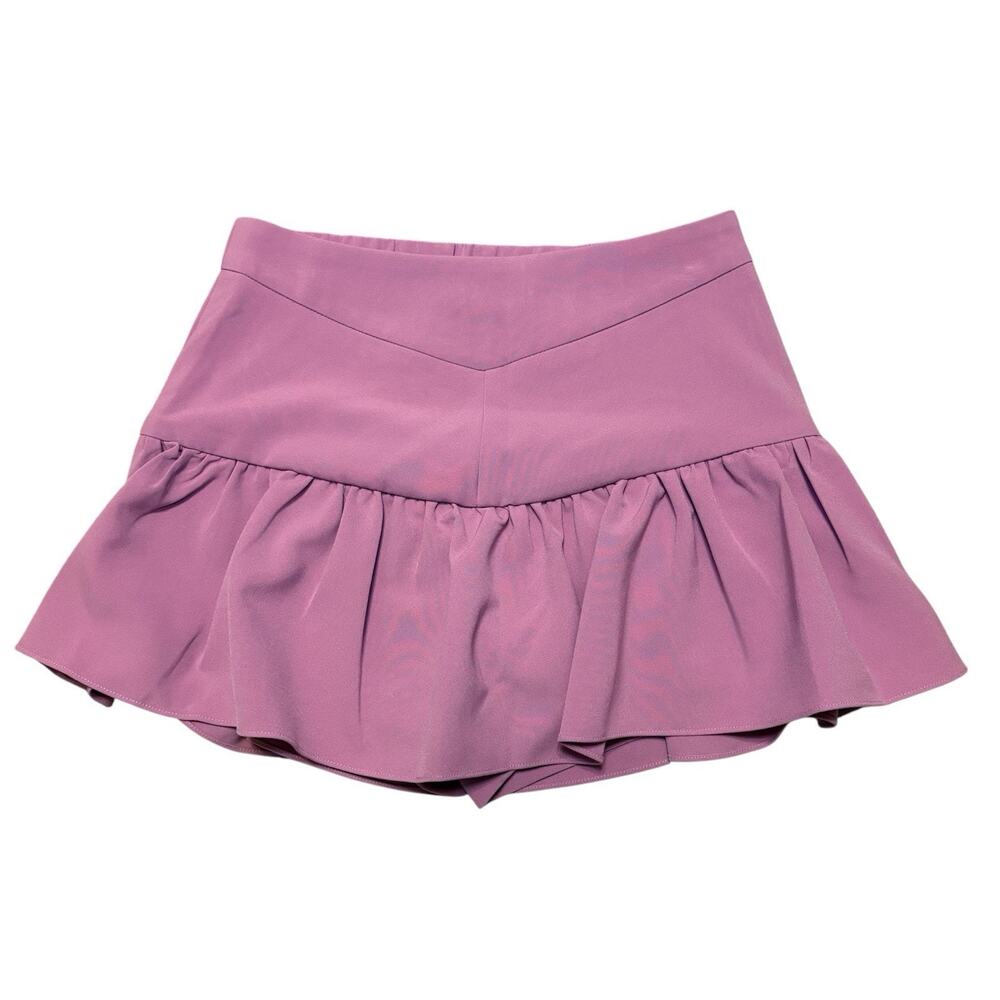 Endless Rose Skort Size Small Pink Lilac Mini Ruffle Stretch Basque Waist Spring